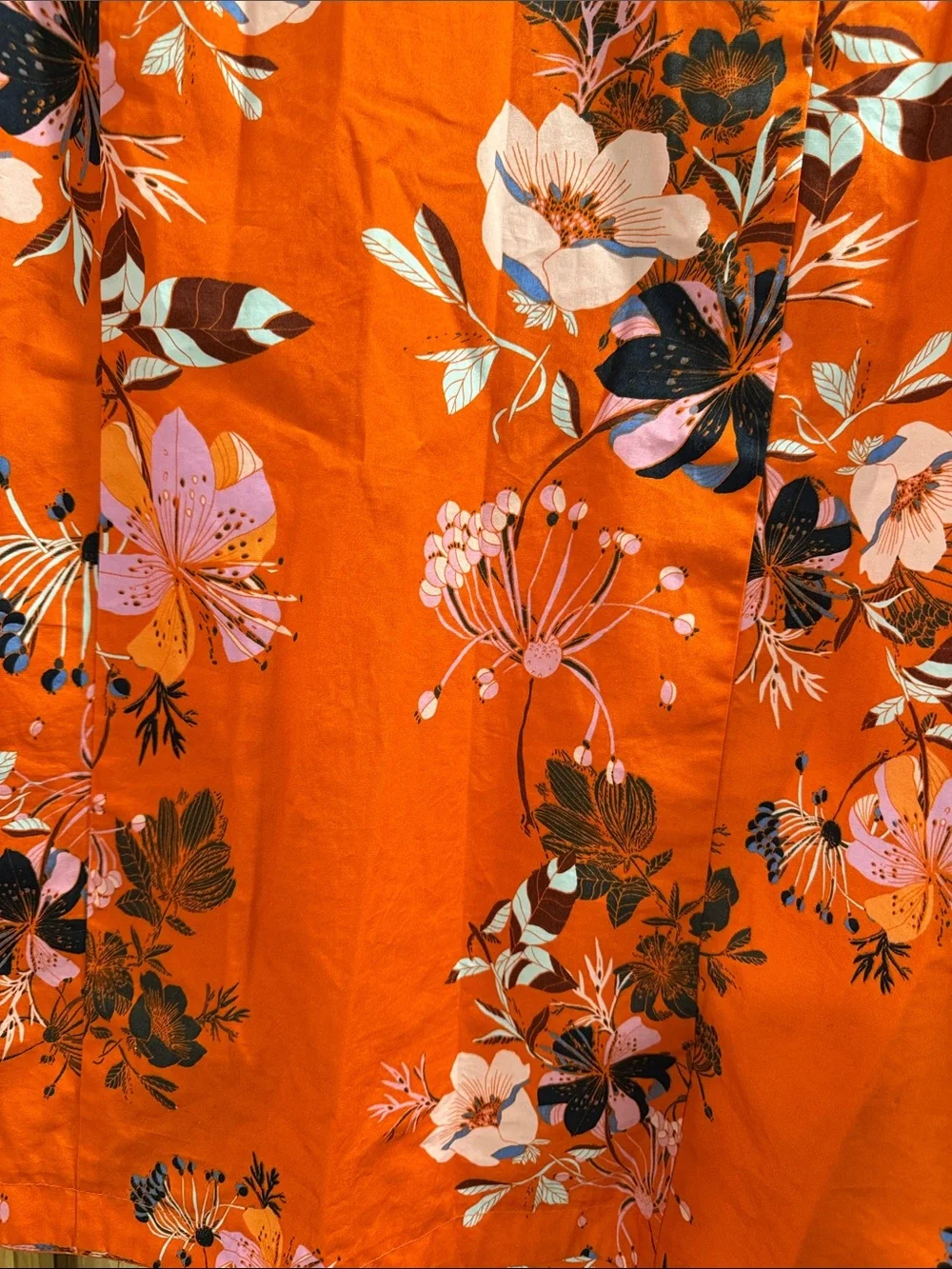 Free People Lover of Mine Orange Floral Botanical V-Neck Tie-Sleeve Mini Dress